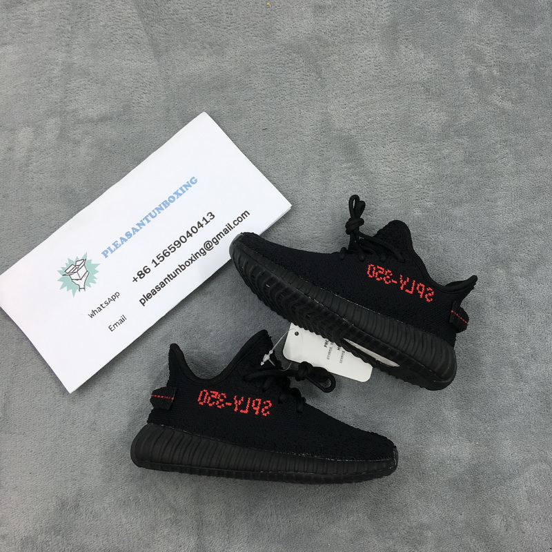 Authentic Yeezy 350 Boost V2 “Black Red” Kids